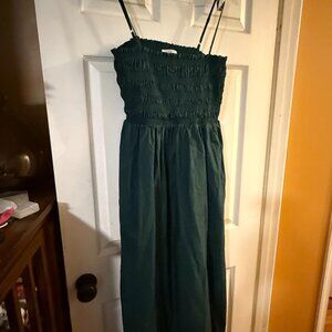 LOFT Smocked Forest Green Sundress - XLP (Extra Large Petite)